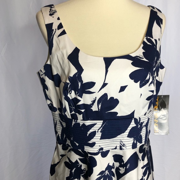 Donna Ricco Navy & White Fit & Flare Floral dress - Picture 2 of 8